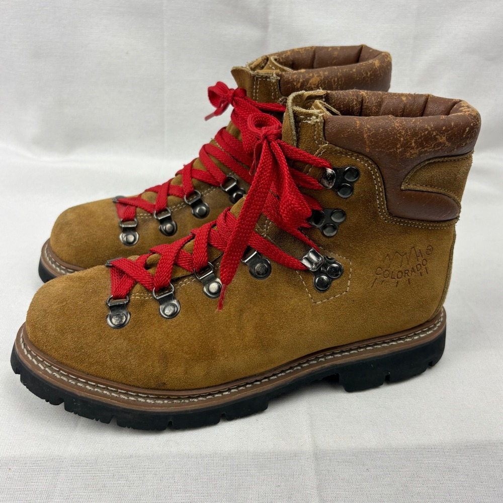Vintage Kinney Colorado Mountaineering Boots Size 8 Womens Tan Suede 70s Hiking - Picture 3 of 17